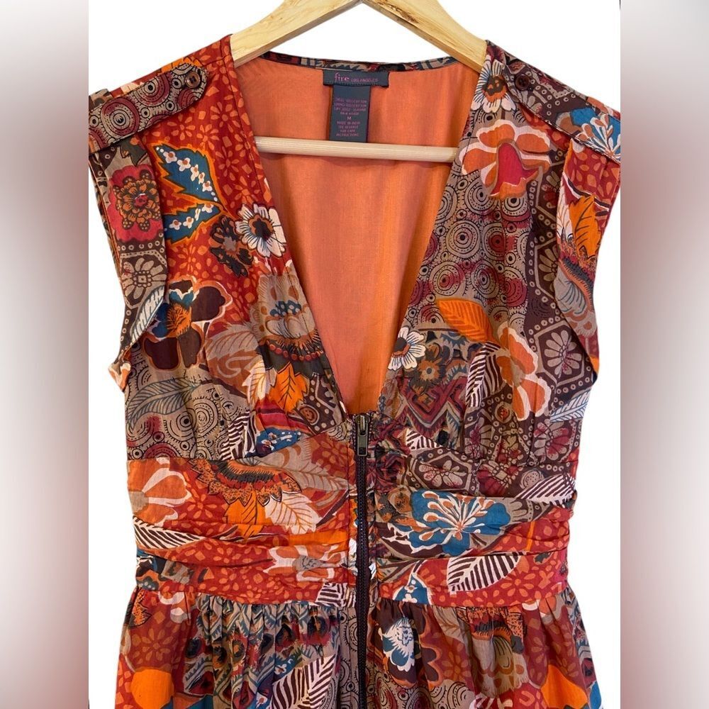Fire Los Angeles Full Front Zip 100% Cotton Dress. Size Medium - Picture 5 of 11